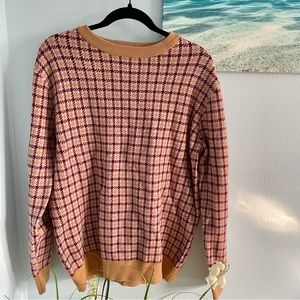 Shein Mens Houndstooth & Plaid Pattern Sweater Size Medium